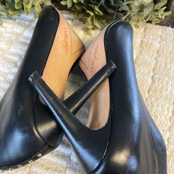 Halogen Black Leather Open Toe Heel with studs on back - Picture 3 of 5
